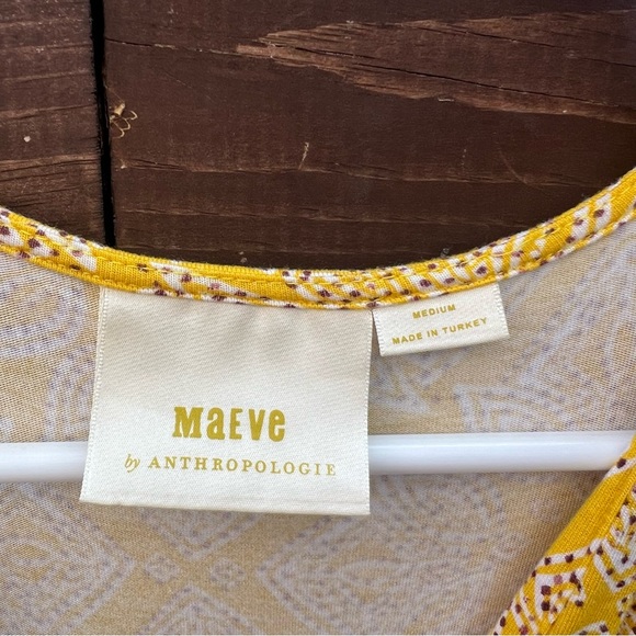 Anthropologie Maeve Fete Wrap Yellow Midi Dress Women's Size Medium - Picture 7 of 8